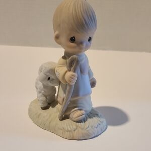 Precious Moments Pastel Shepherd Boy Figurine with Lamb - Neutral Colors